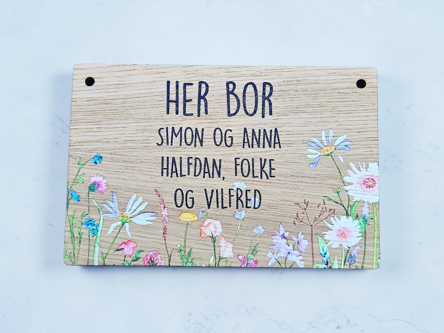 Dørskilt med navn-Vildblomster