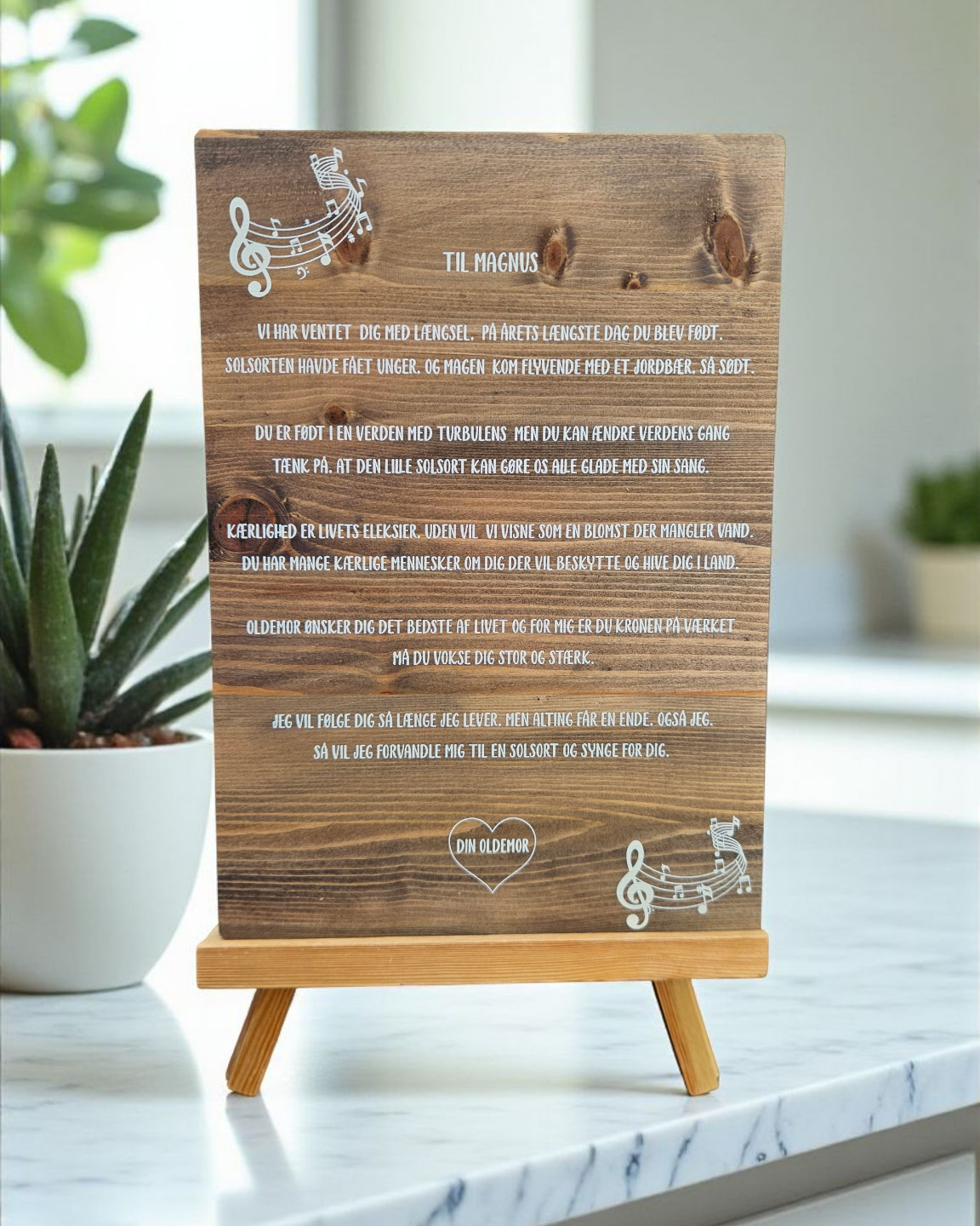 Personligt træskilt - Glem aldrig