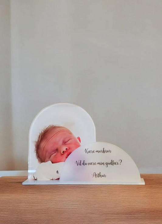 Barnedåb - Dobbelt akrylskilt - Renata's Wood Work