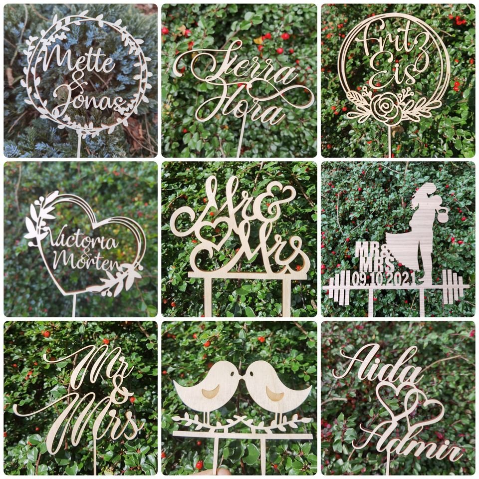 Caketopper - specialbestilling - Renata's Wood Work