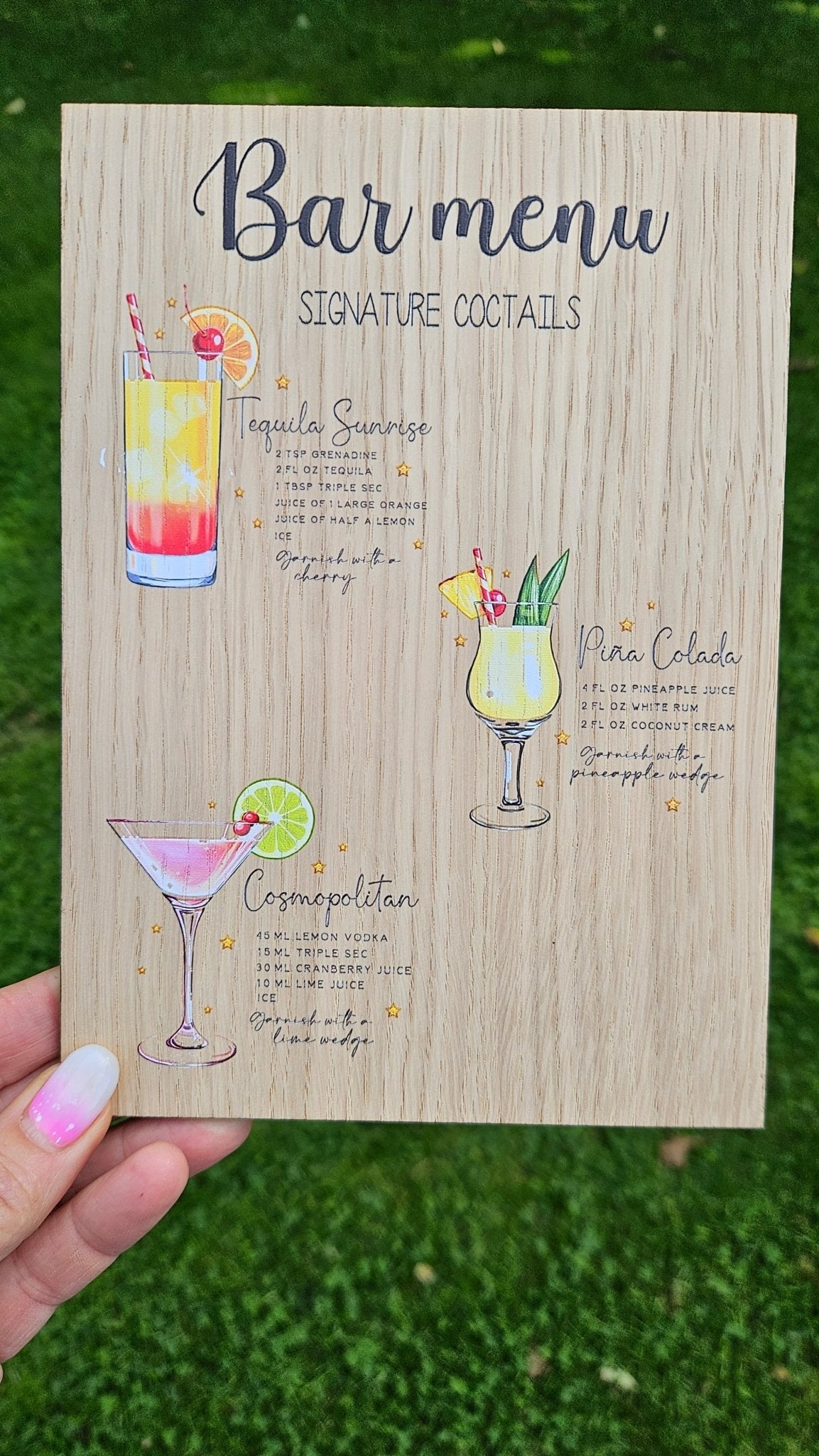 Cocktailskilt - signature drinks - Renata's Wood Work