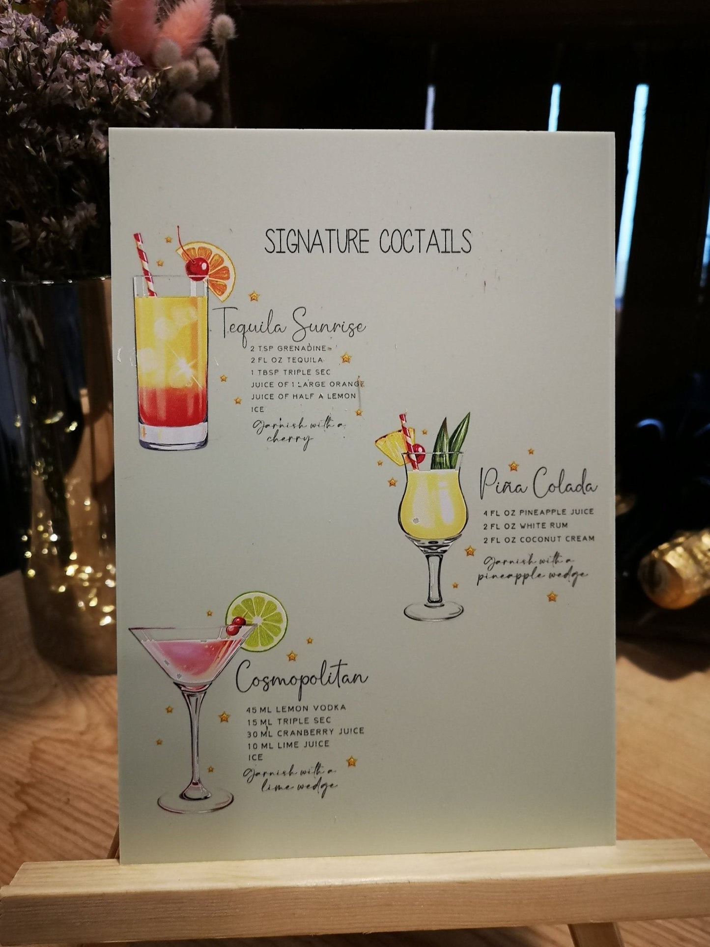 Cocktailskilt - signature drinks - Renata's Wood Work