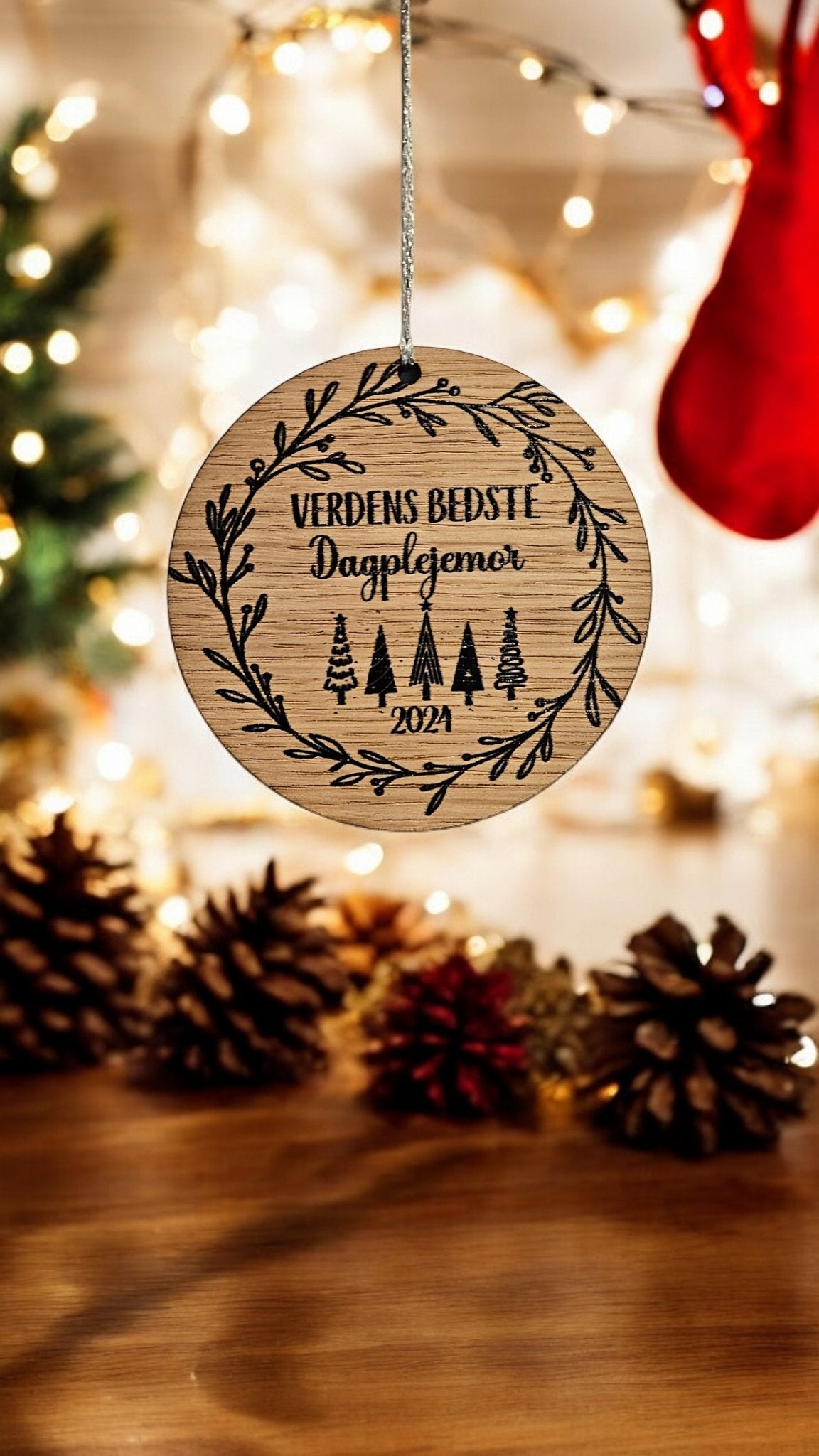 Julekugle - Verdens bedste dagplejemor #2 - Renata's Wood Work