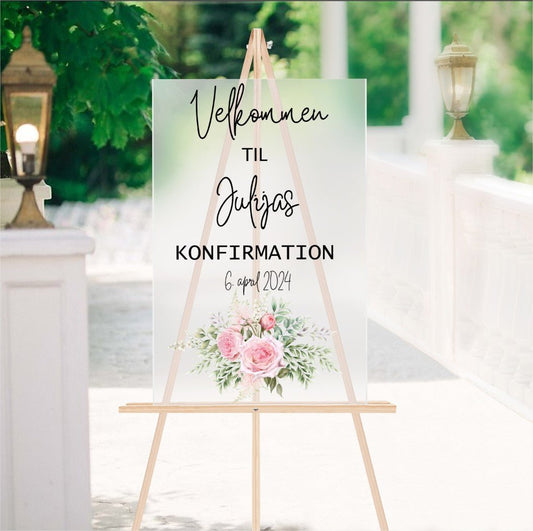 Velkomstskilt * lyserød roser - Renata's Wood Work