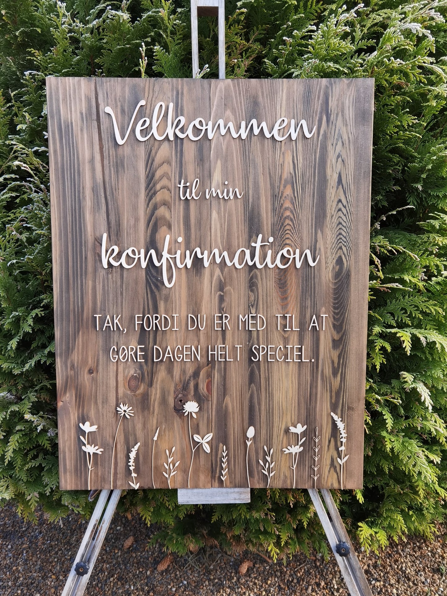 Velkomstskilte, træskilte, bryllup, fest, barnedåb, navngivning, Renata's wood work