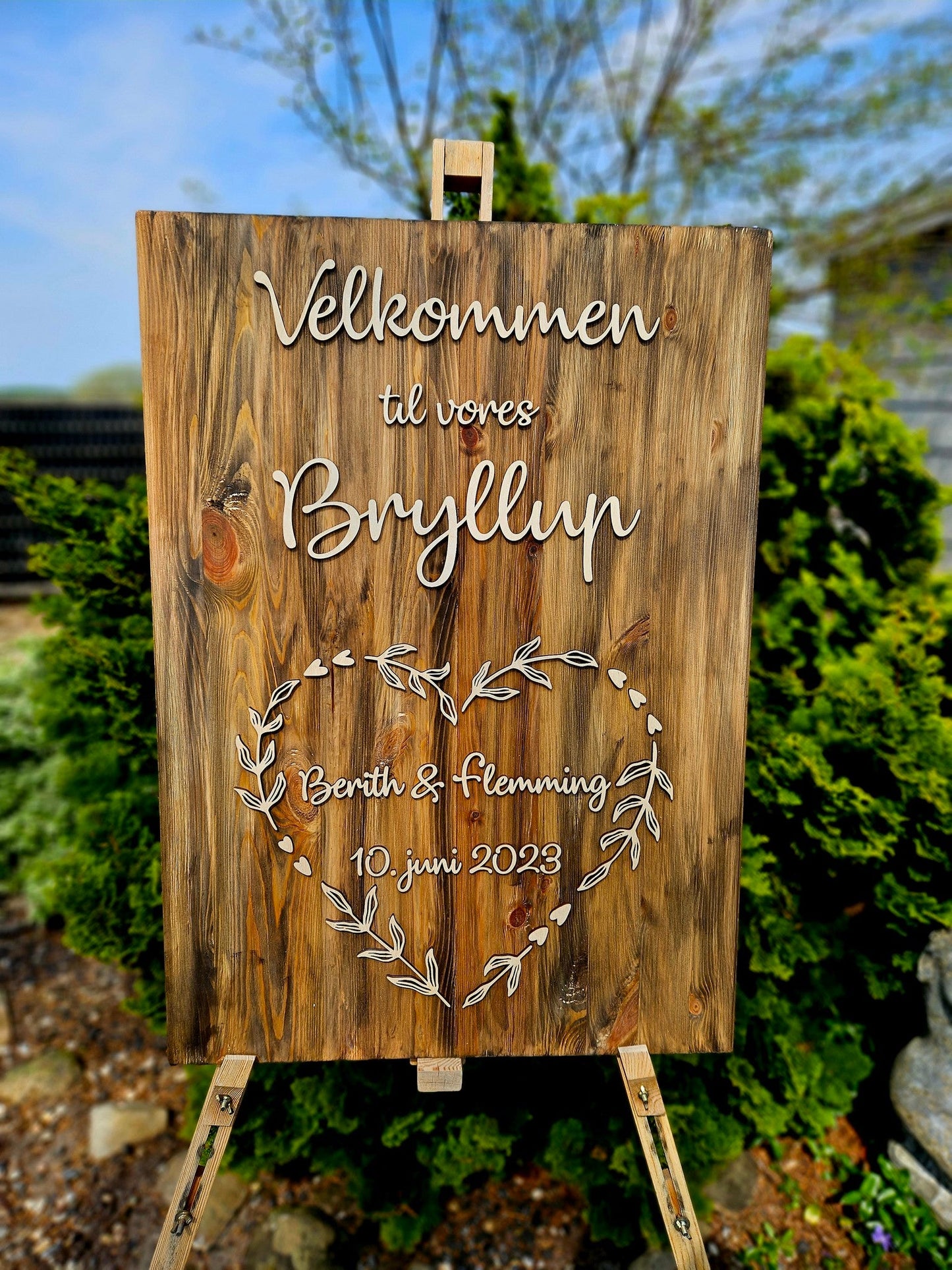 Velkomstskilte, træskilte, bryllup, fest, barnedåb, navngivning, Renata's wood work, Tidsplan