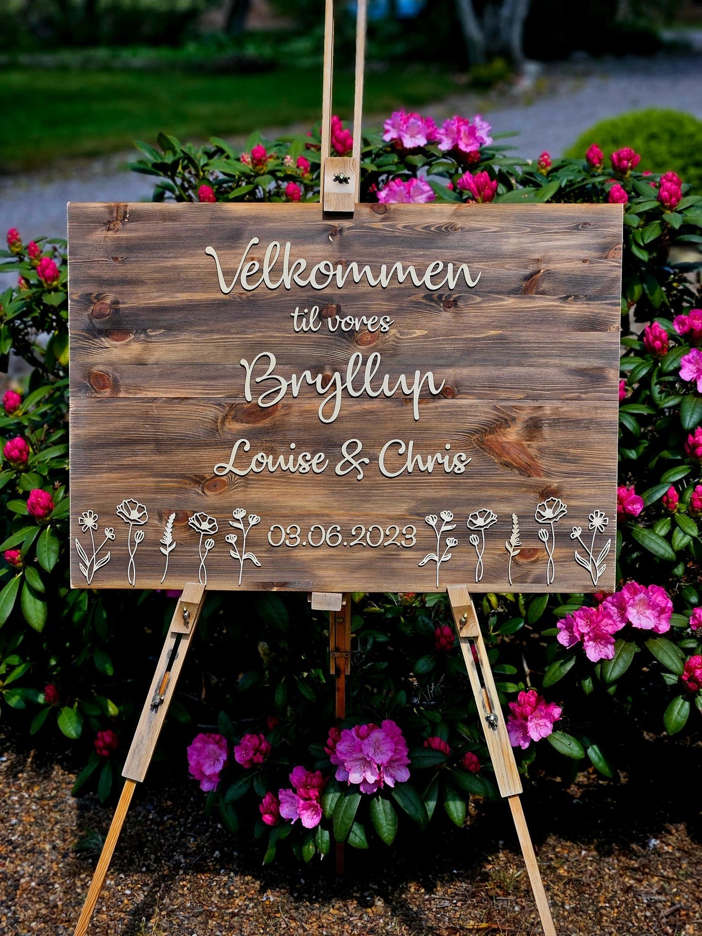 Velkomstskilte, træskilte, bryllup, fest, barnedåb, navngivning, Renata's wood work, Tidsplan