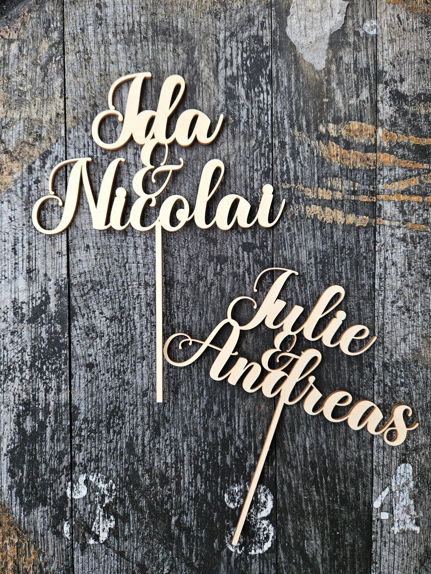 Caketopper- navne - Renata's Wood Work