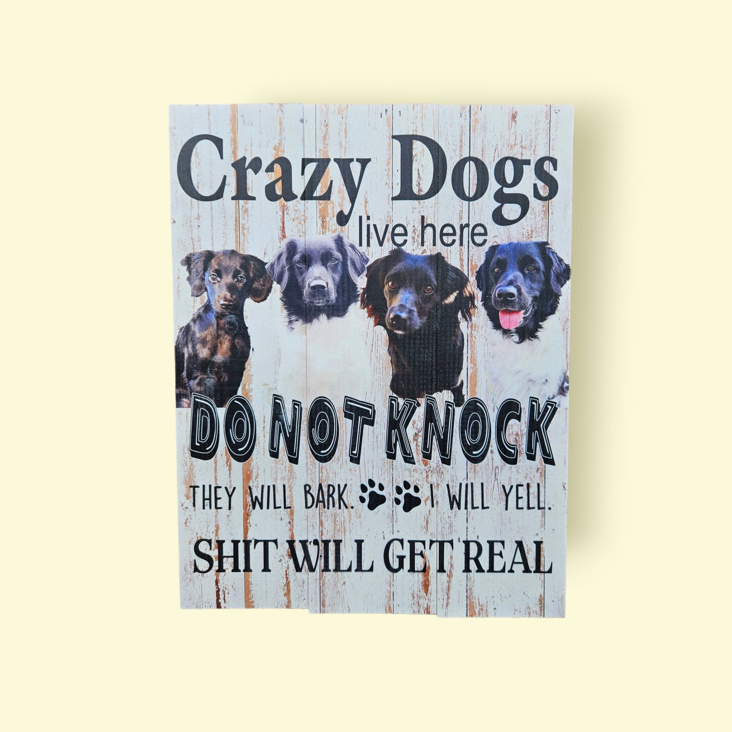 Crazy dogs- UV print på træ - Renata's Wood Work