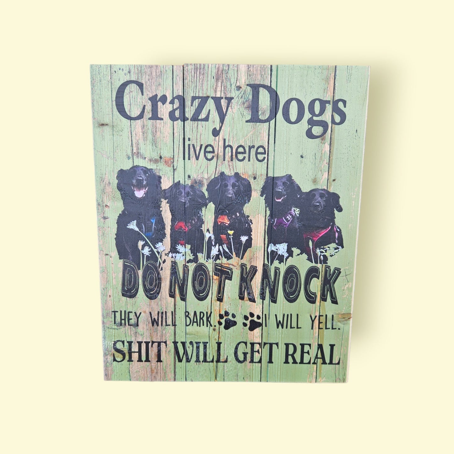 Crazy dogs- UV print på træ - Renata's Wood Work