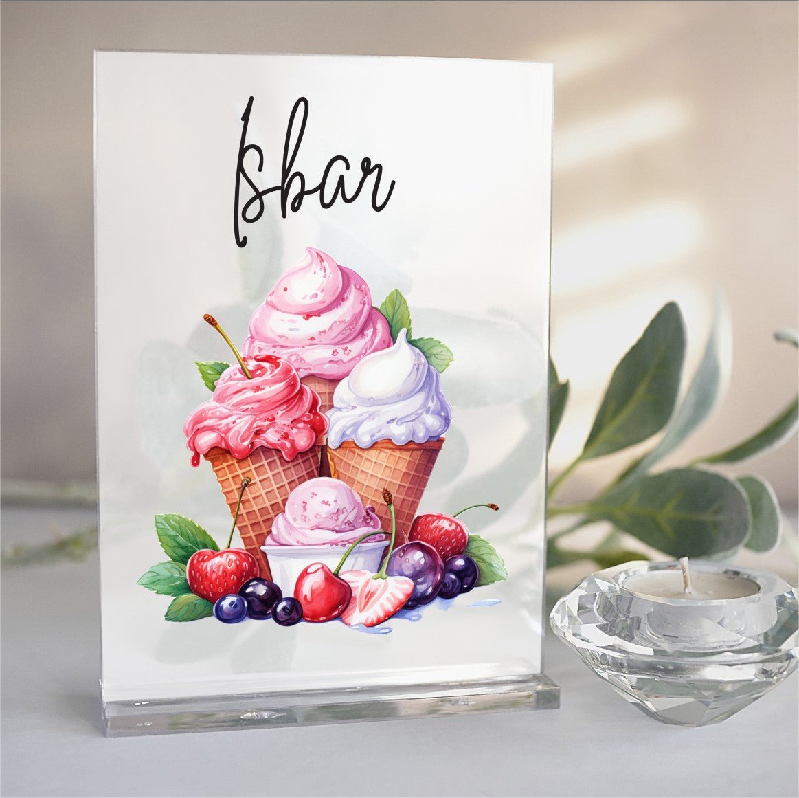 Skilte *Slikbuffet, Dessertbord, Popcorn, Isbar, Gavebord - Renata's Wood Work