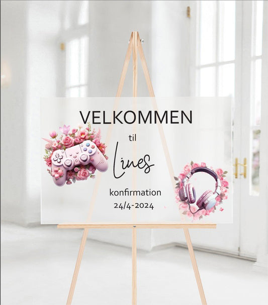 Velkomstskilt * Gaming girl - Renata's Wood Work