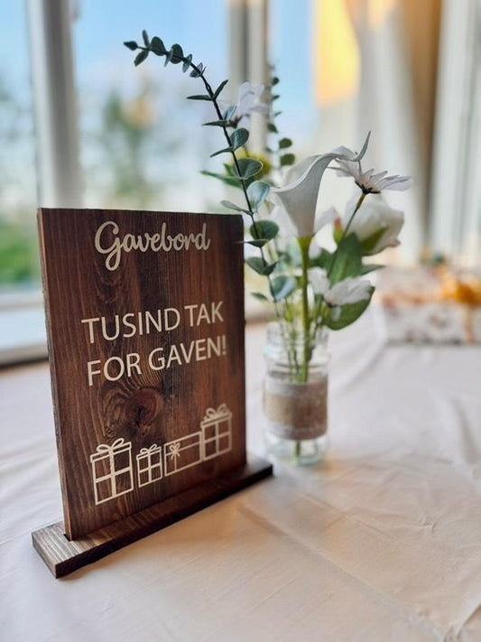 Gavebordskilt "Tusind tak"