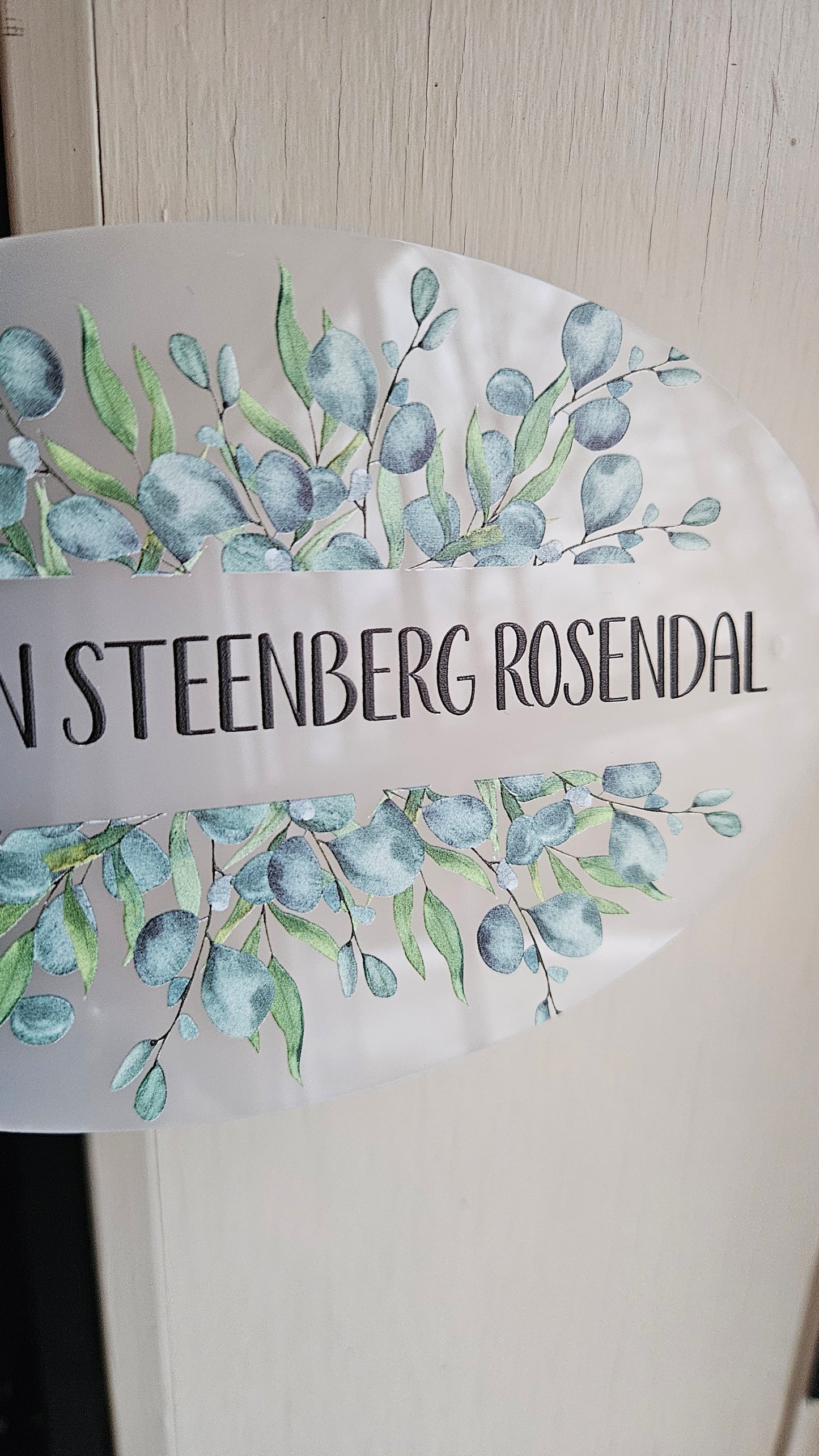 Dørskilt med navn-Grønne blade