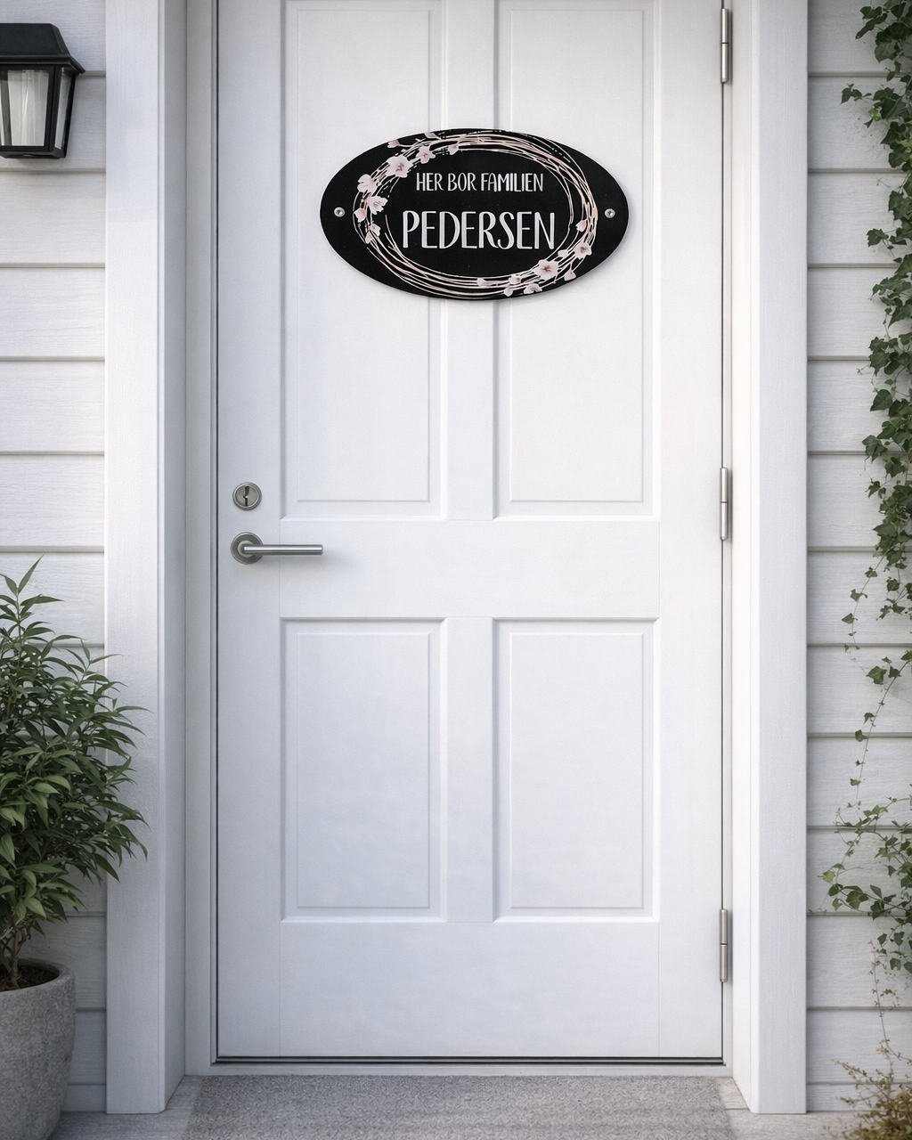 Dørskilt med navn - Kirsebærblomster