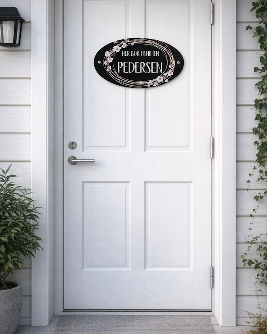 Dørskilt med navn - Kirsebærblomster