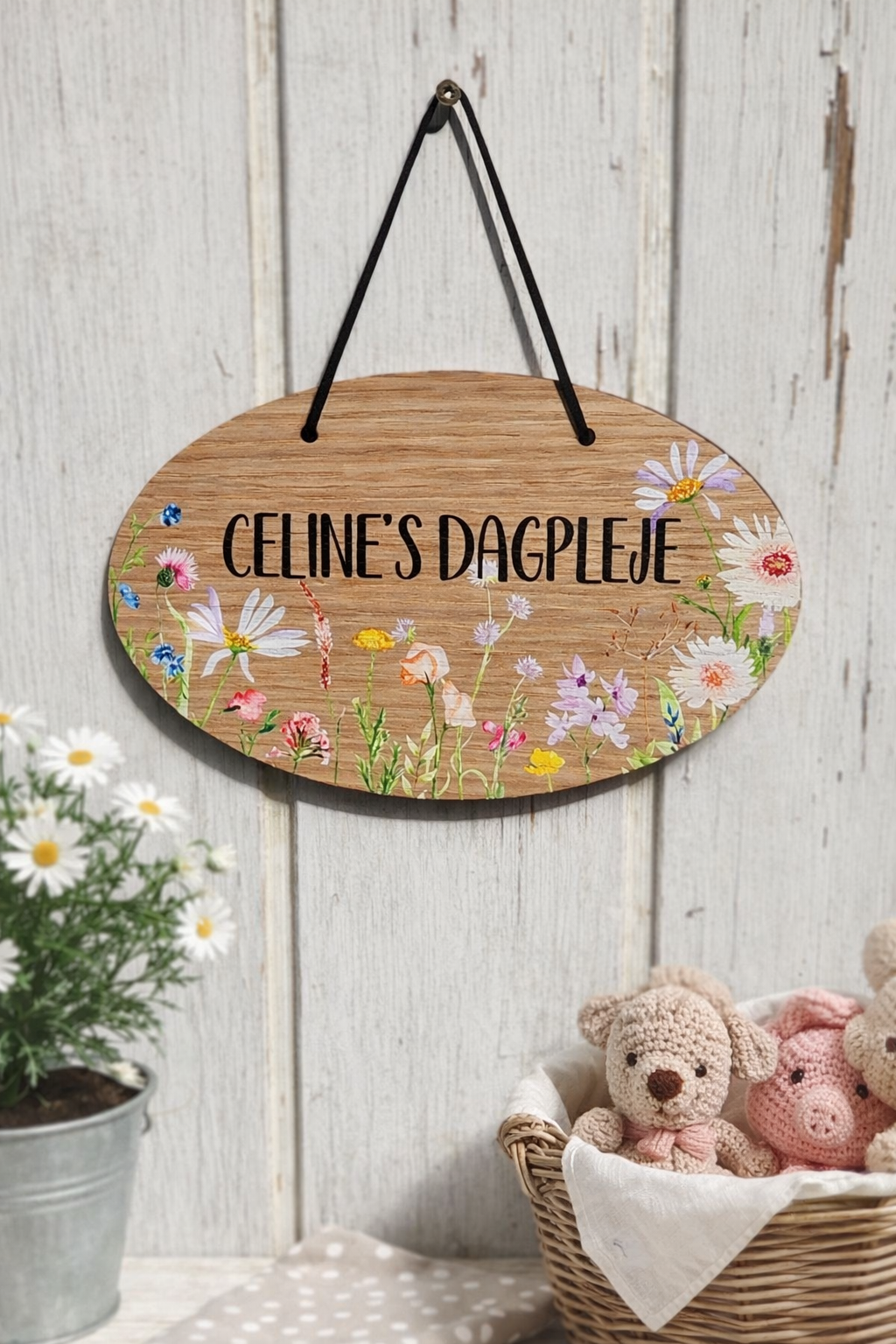Dørskilt med navn-Vildblomster