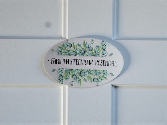 Dørskilt med navn-Grønne blade