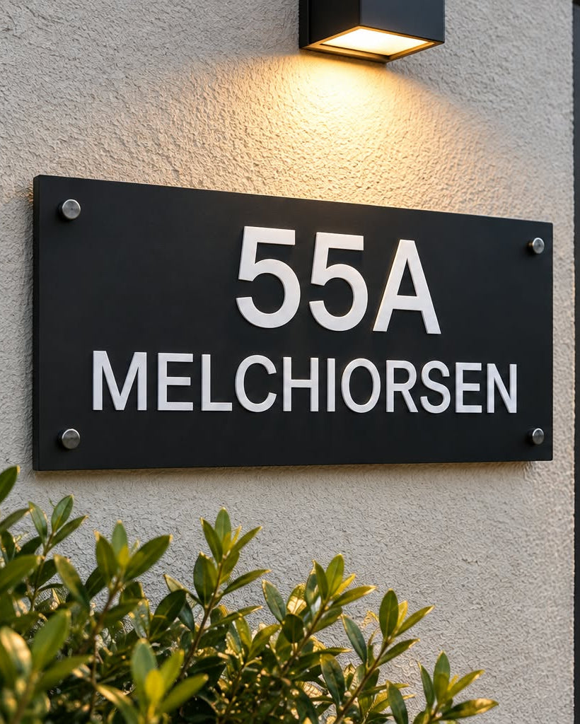 Husnummer med vejnavn i 3D akryl