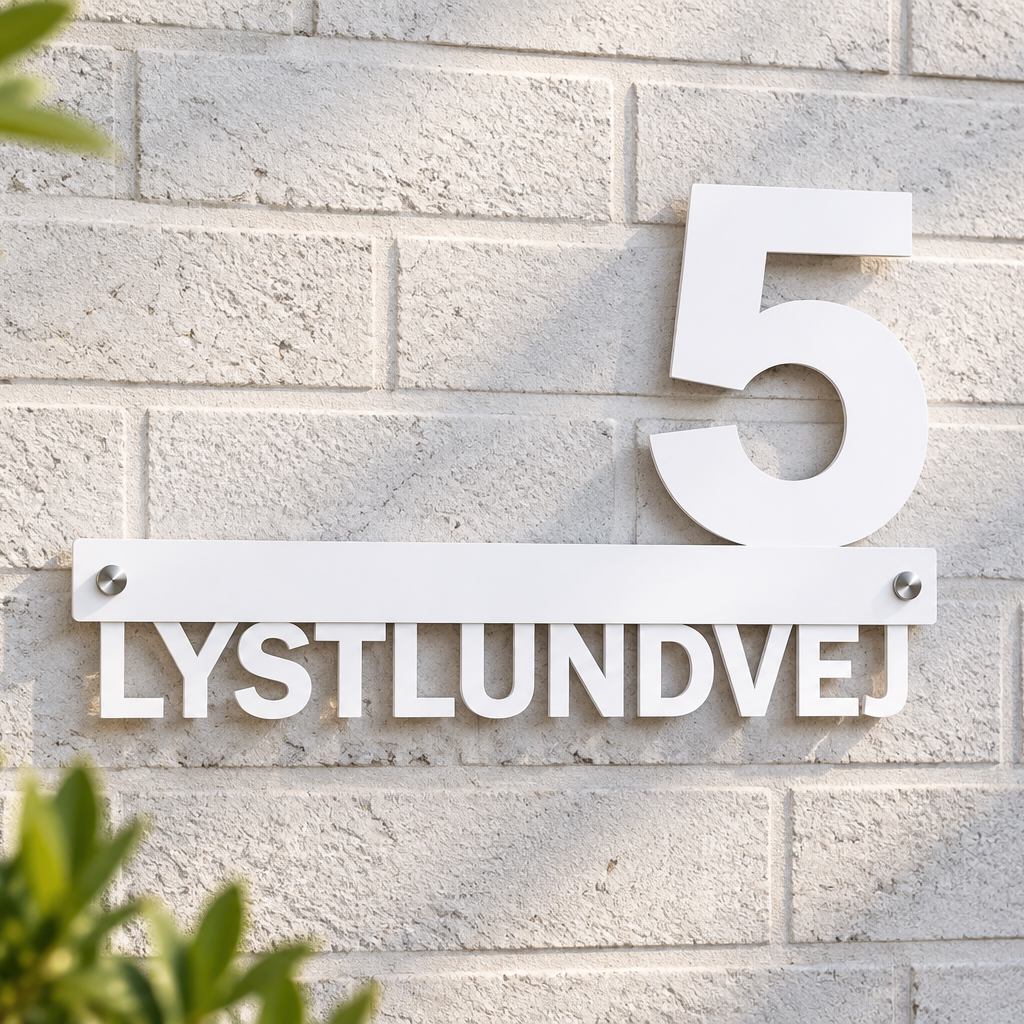Husnummer med vejnavn i akryl