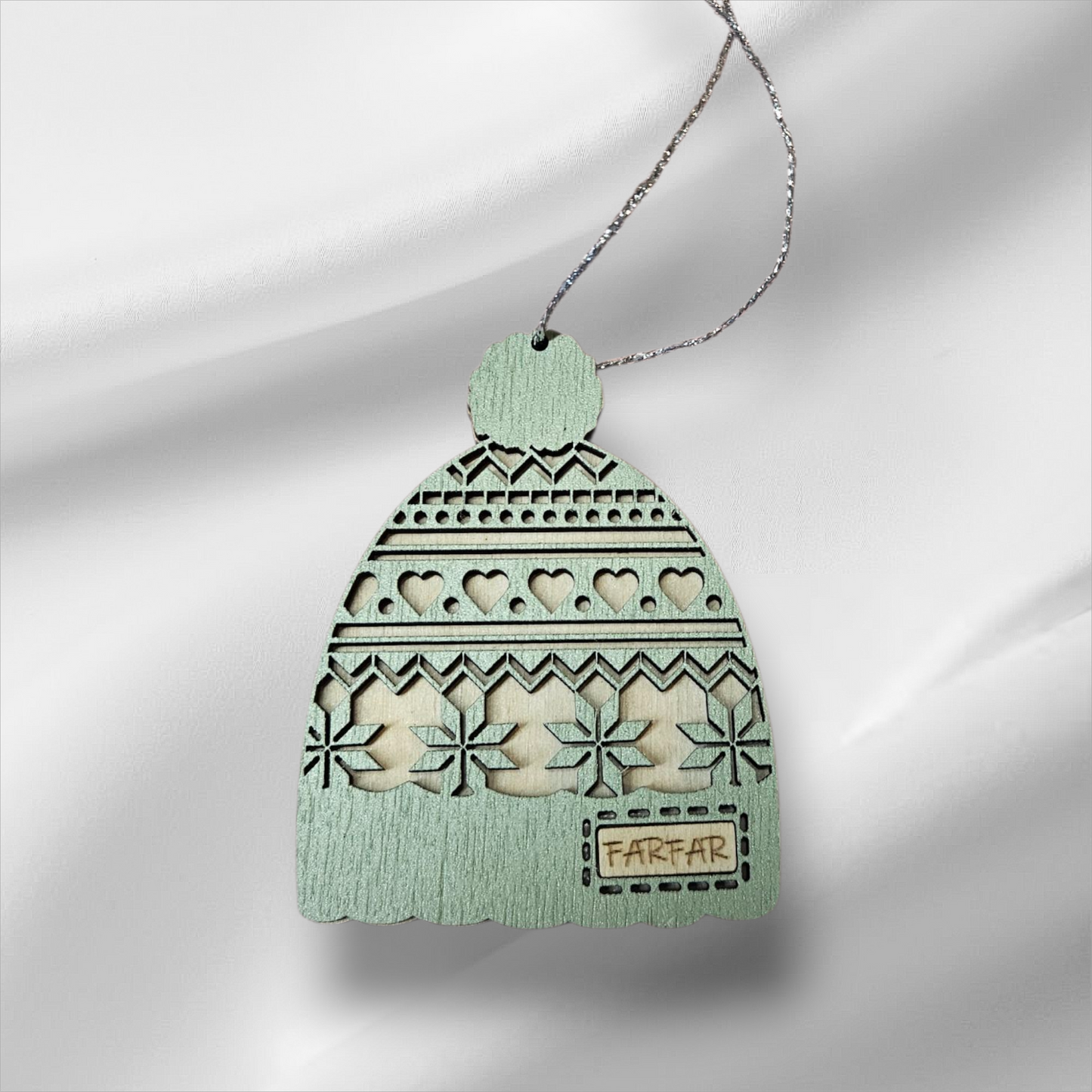 Hue-julepynt med navn