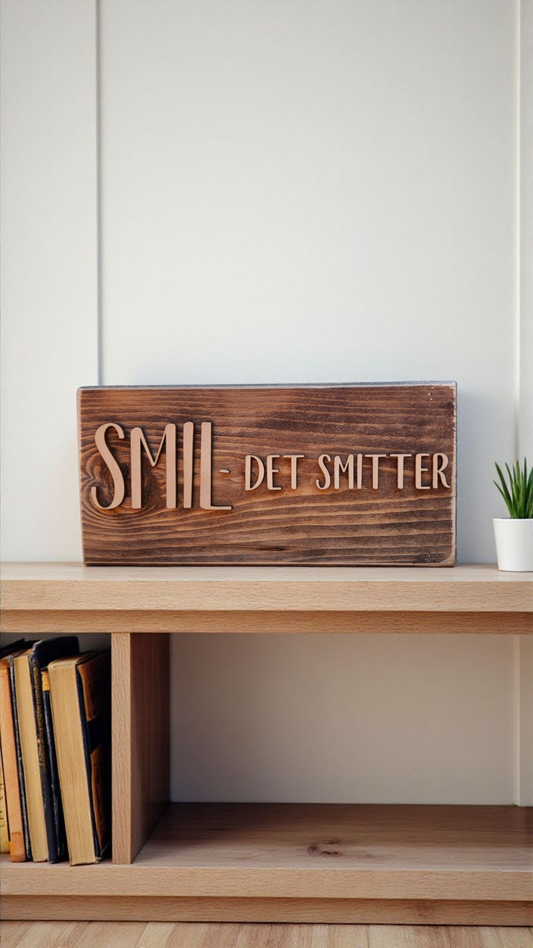 Rustikt træskilt – “SMIL- det smitter“