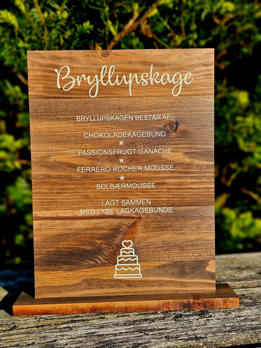 Bryllupskageskilt - Renata's Wood Work