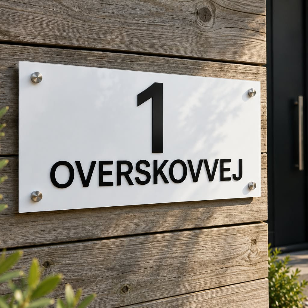 Husnummer med vejnavn i 3D akryl