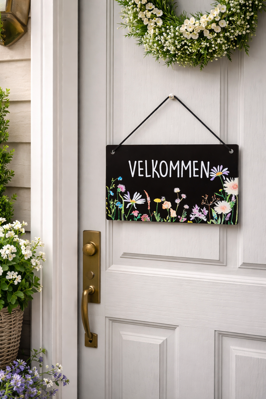 Dørskilt med navn-Vildblomster