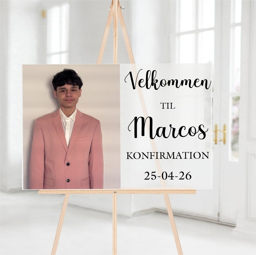 Velkomstskilt med personligt billede