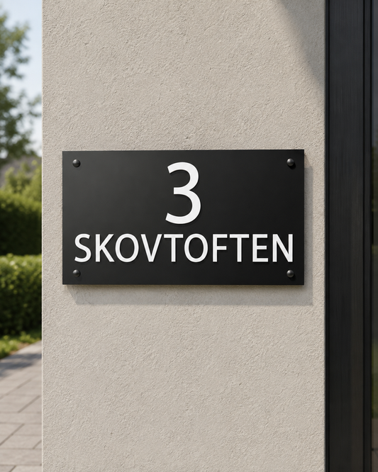 Husnummer med vejnavn i 3D akryl